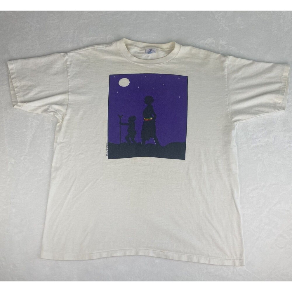 Rare 1995 Michel Delgado Art Shirt Modernist Tribal Serigraph Art Single Stitch